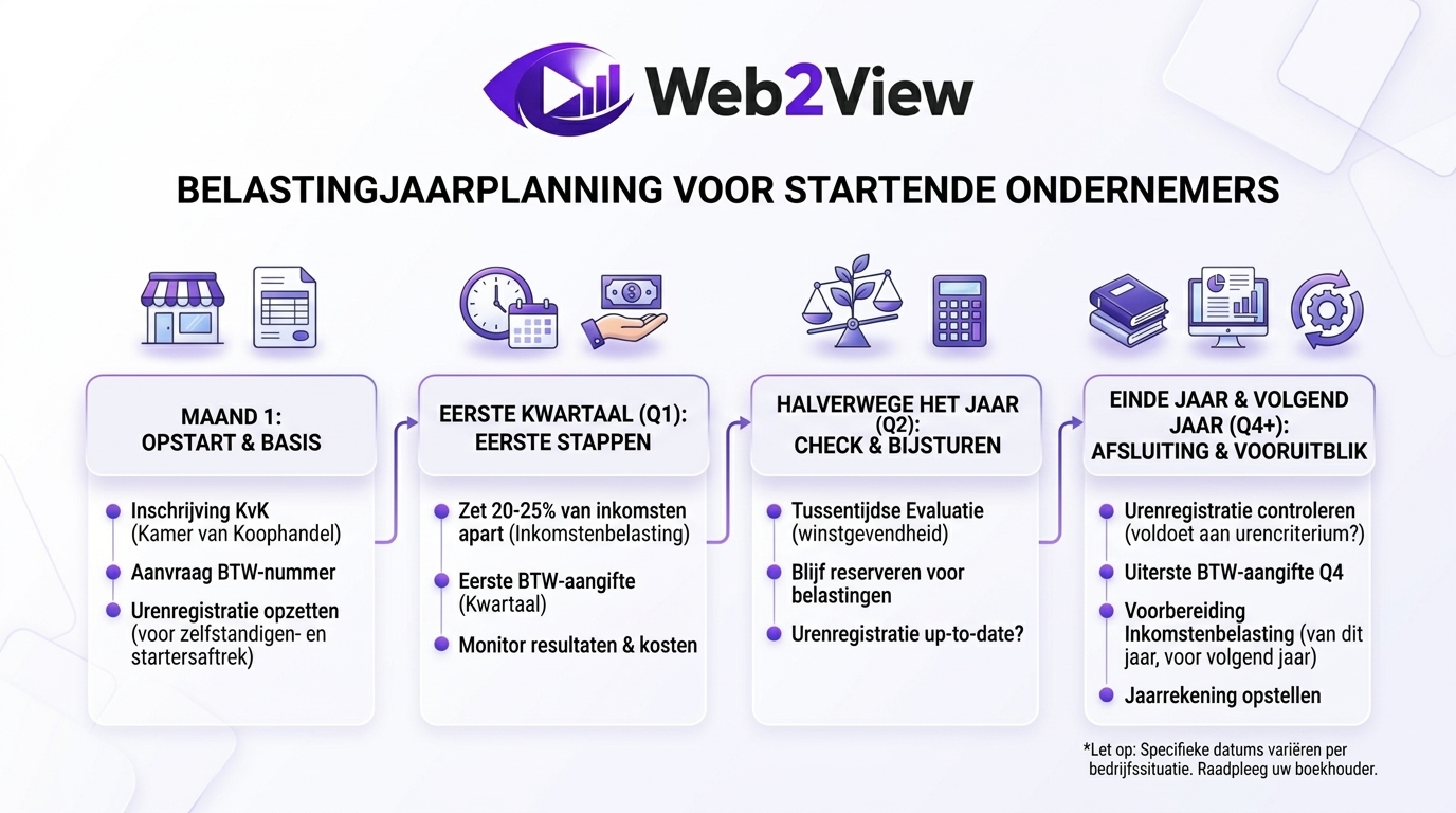 infographic met jaarplanning voor belasting starters in het eerste ondernemersjaar