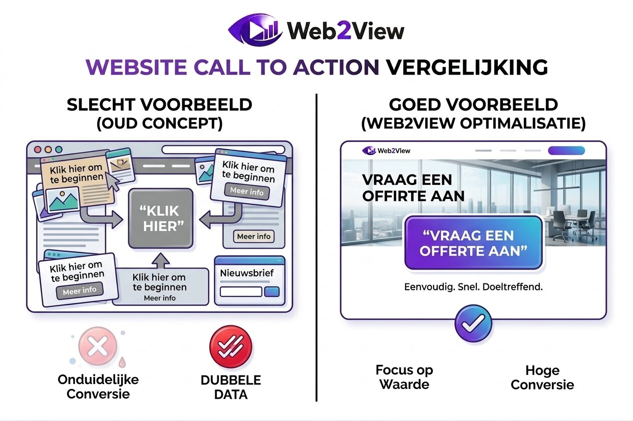 voorbeeld van call to action met slecht en goed ontwerp op een landingspagina