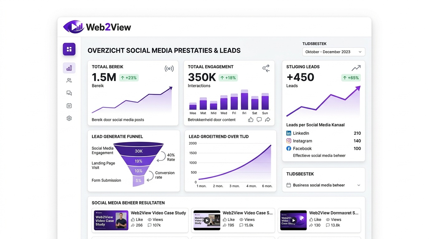 grafiek met groei in bereik engagement en leads door social media beheer