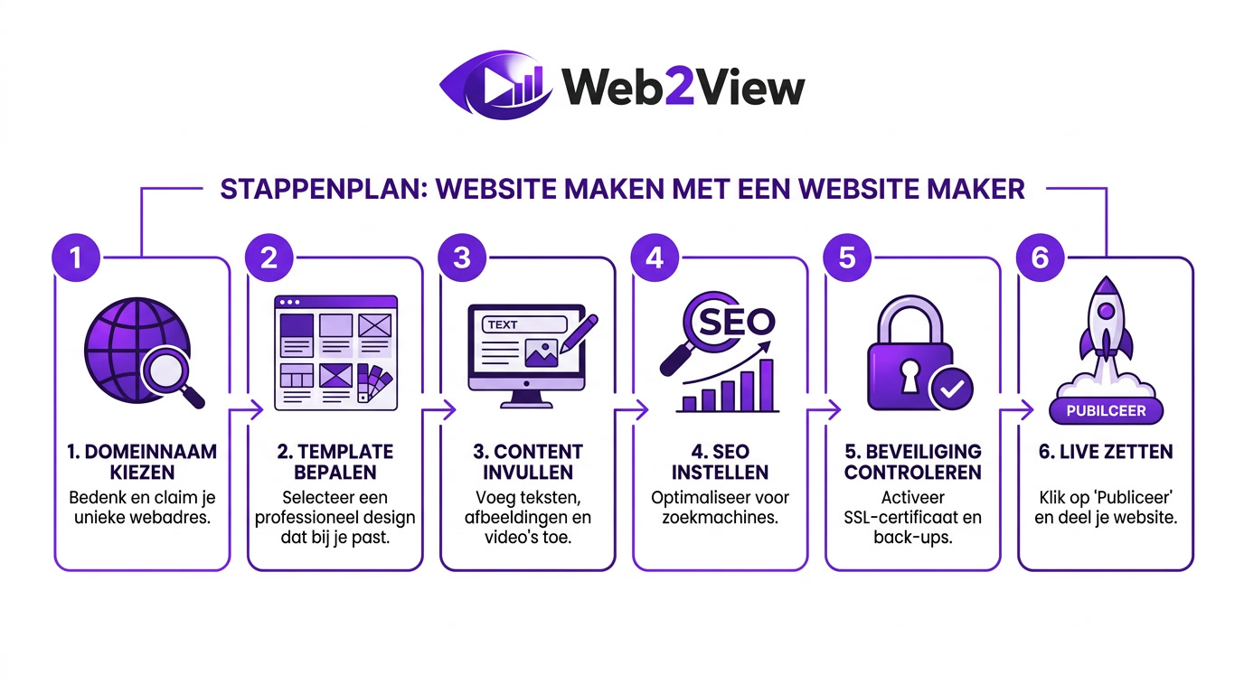 stappenplan voor een website maken met een website maker van domeinnaam tot livegang