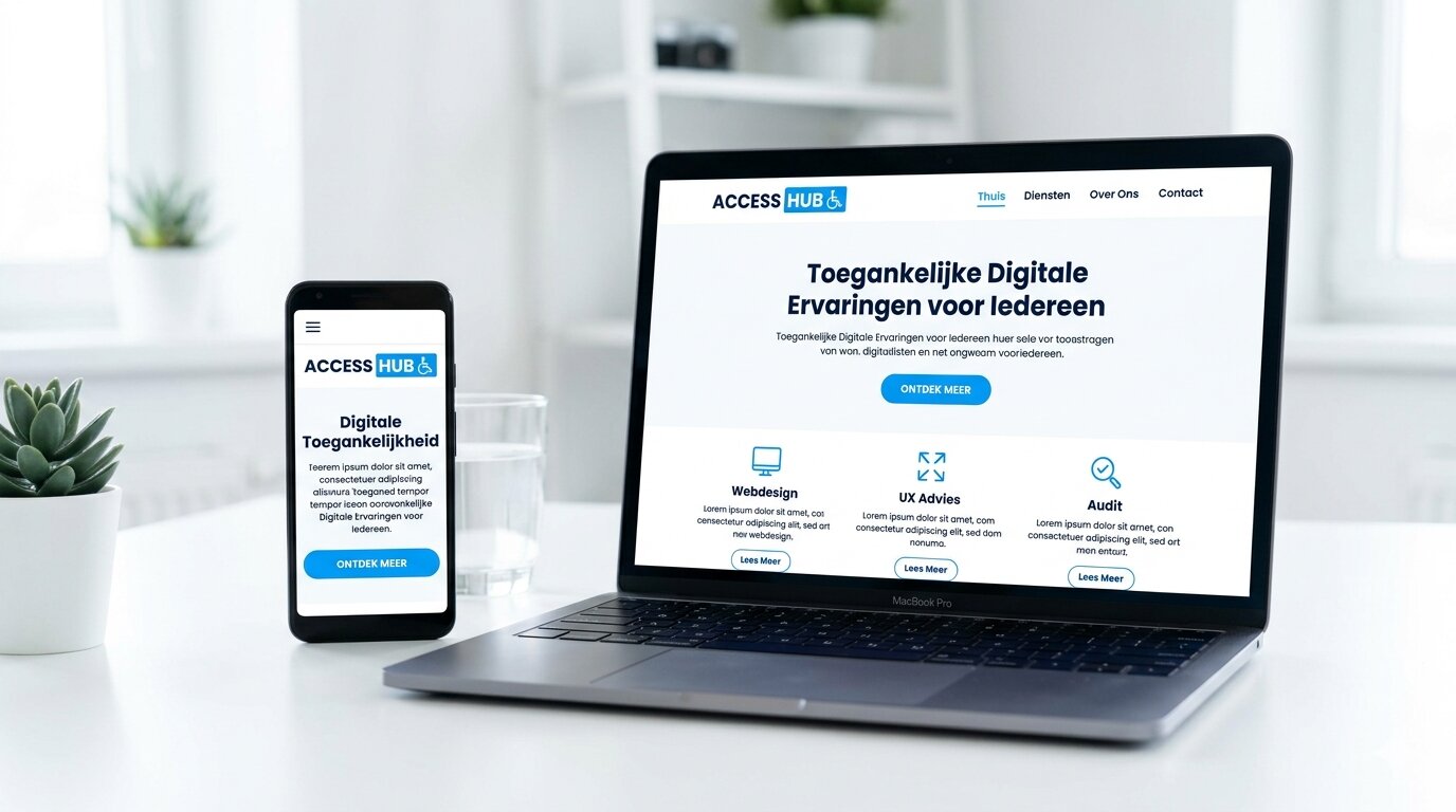 toegankelijke website op laptop en mobiel met duidelijke structuur en goed contrast