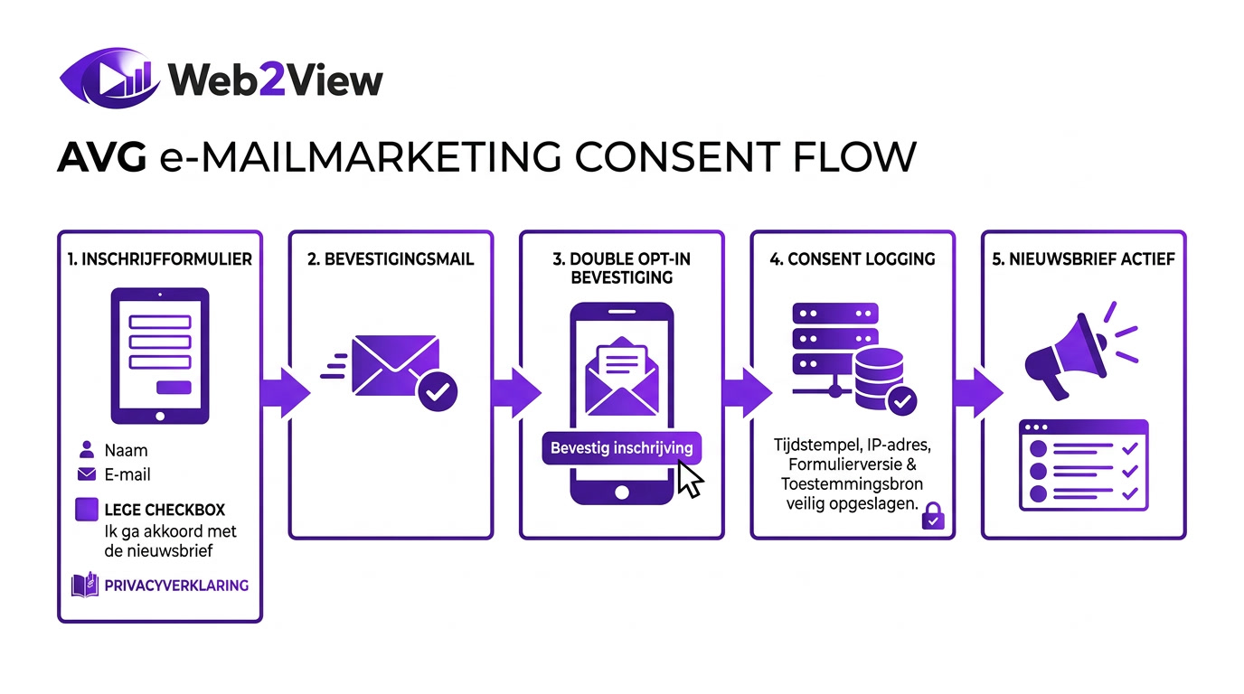 infographic van avg e mailmarketing met opt in double opt in en consent logging