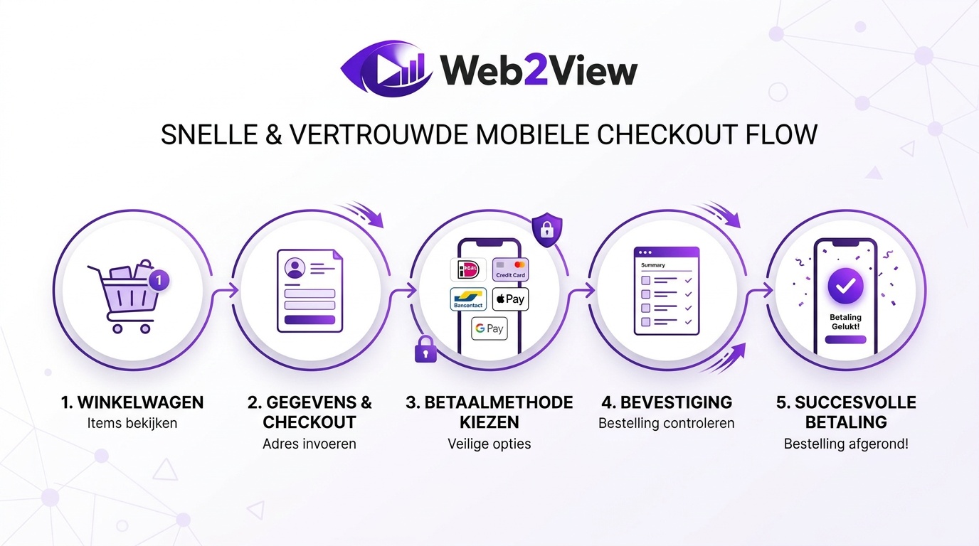 overzicht van een webshop checkout flow met betaalmethode en succesvolle betaling