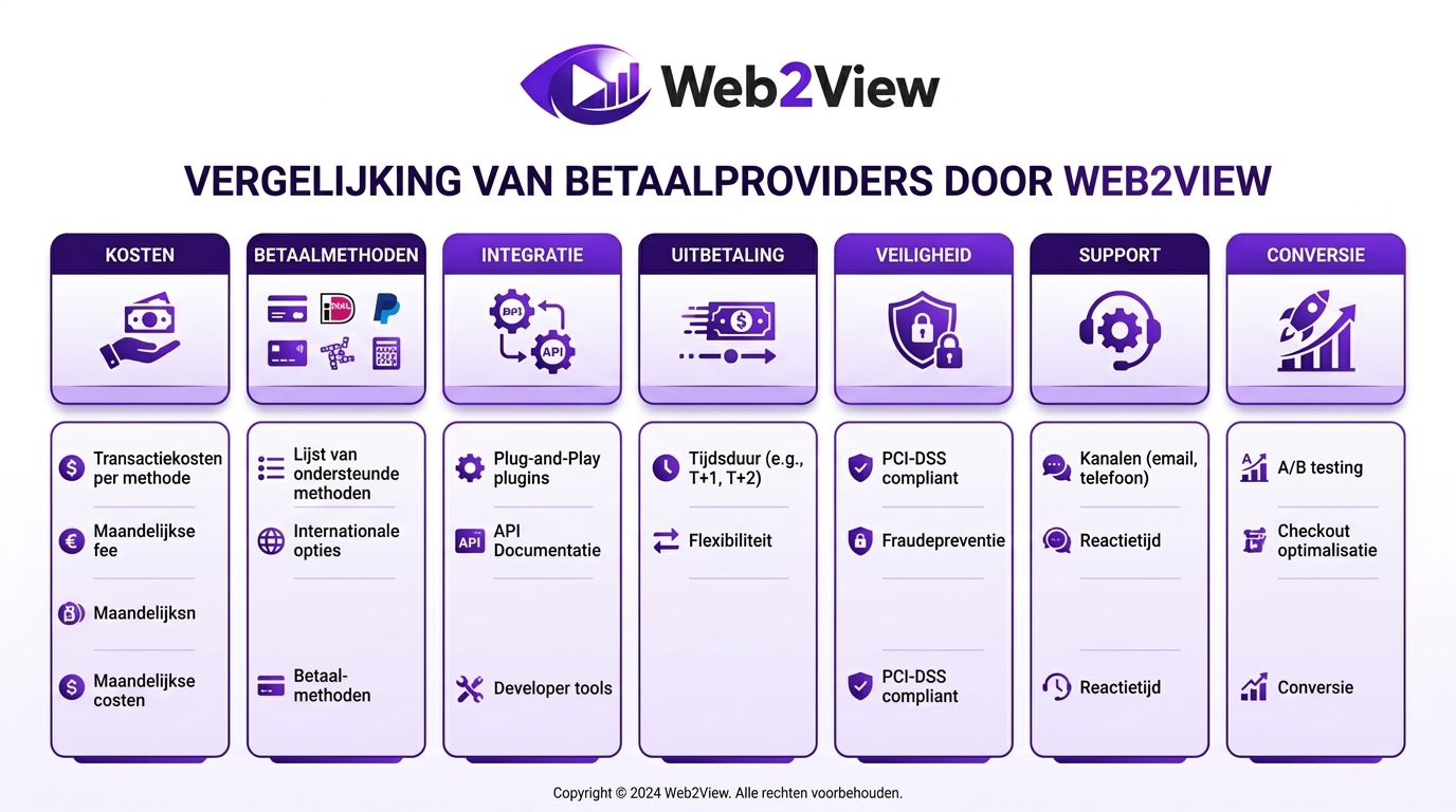 vergelijking van betaalprovider voor webshops op kosten betaalmethoden integratie veiligheid support en conversie
