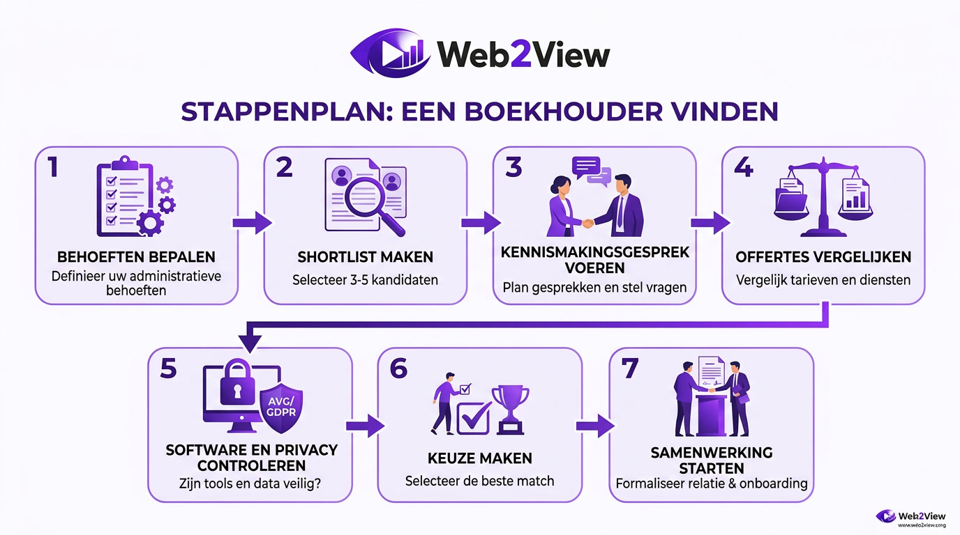 stappenplan voor een boekhouder vinden van vergelijken tot keuze maken