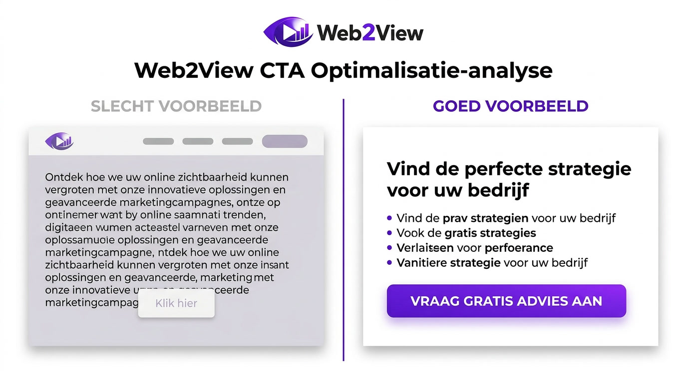 vergelijking van een slechte en goede call to action met verschil in tekst en zichtbaarheid