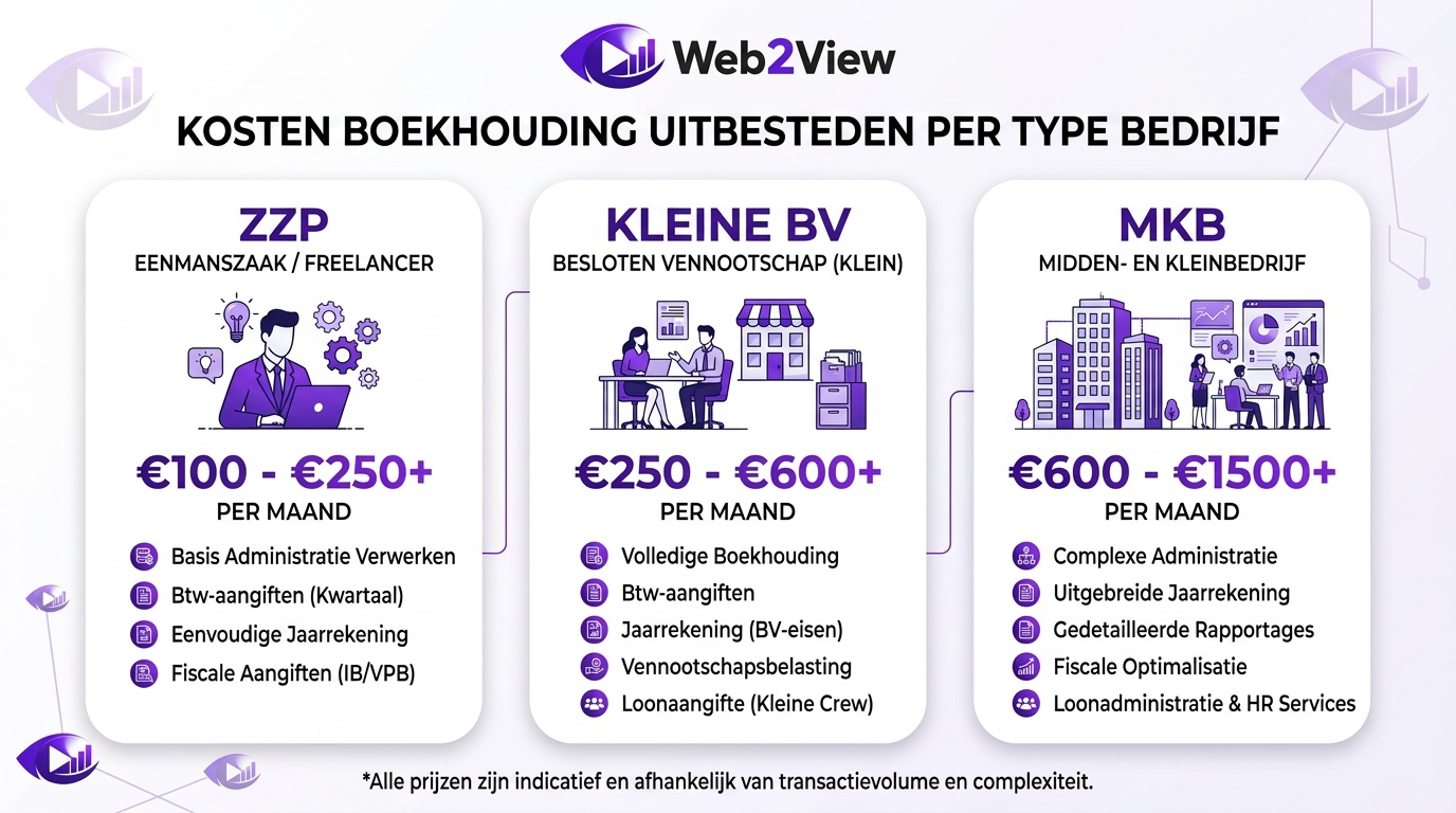 overzicht van kosten van boekhouding uitbesteden voor zzp bv en mkb