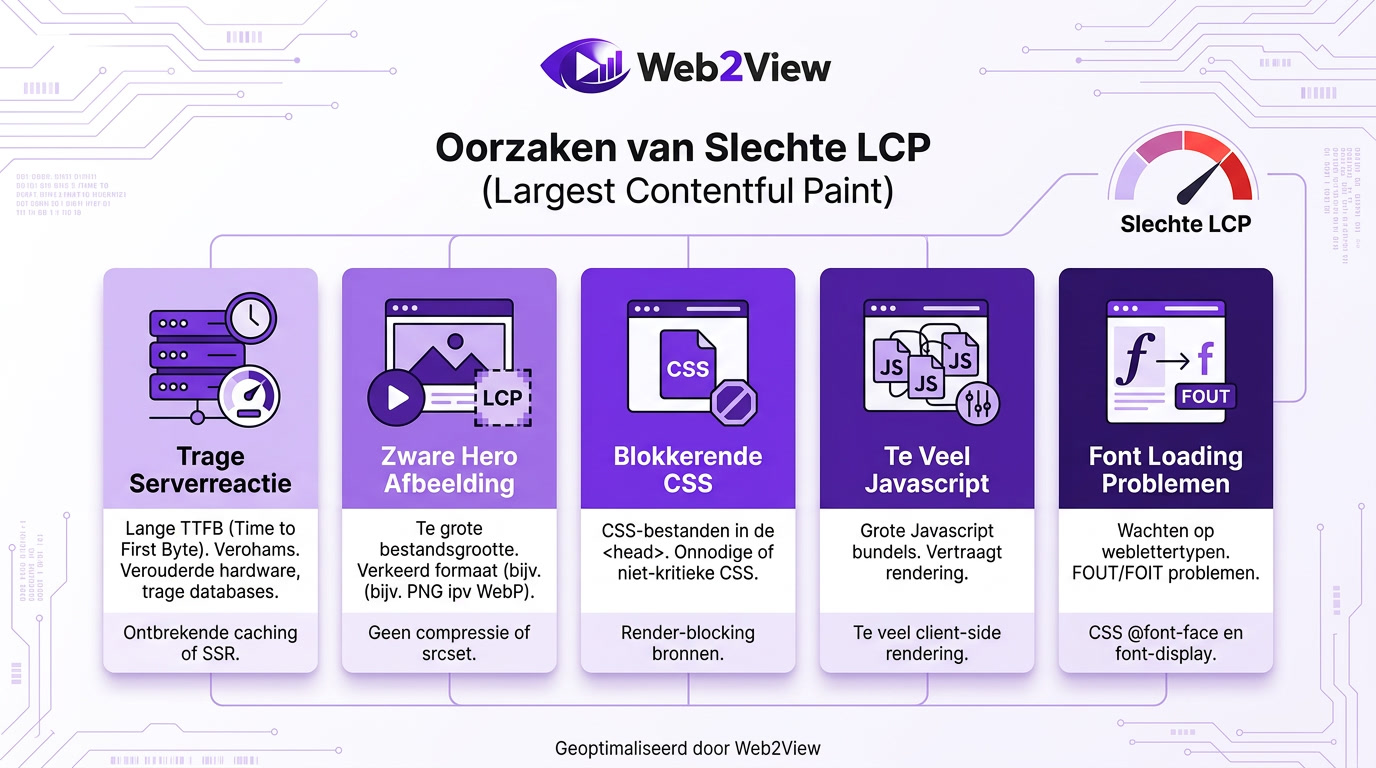 overzicht van veelvoorkomende oorzaken van een slechte lcp score
