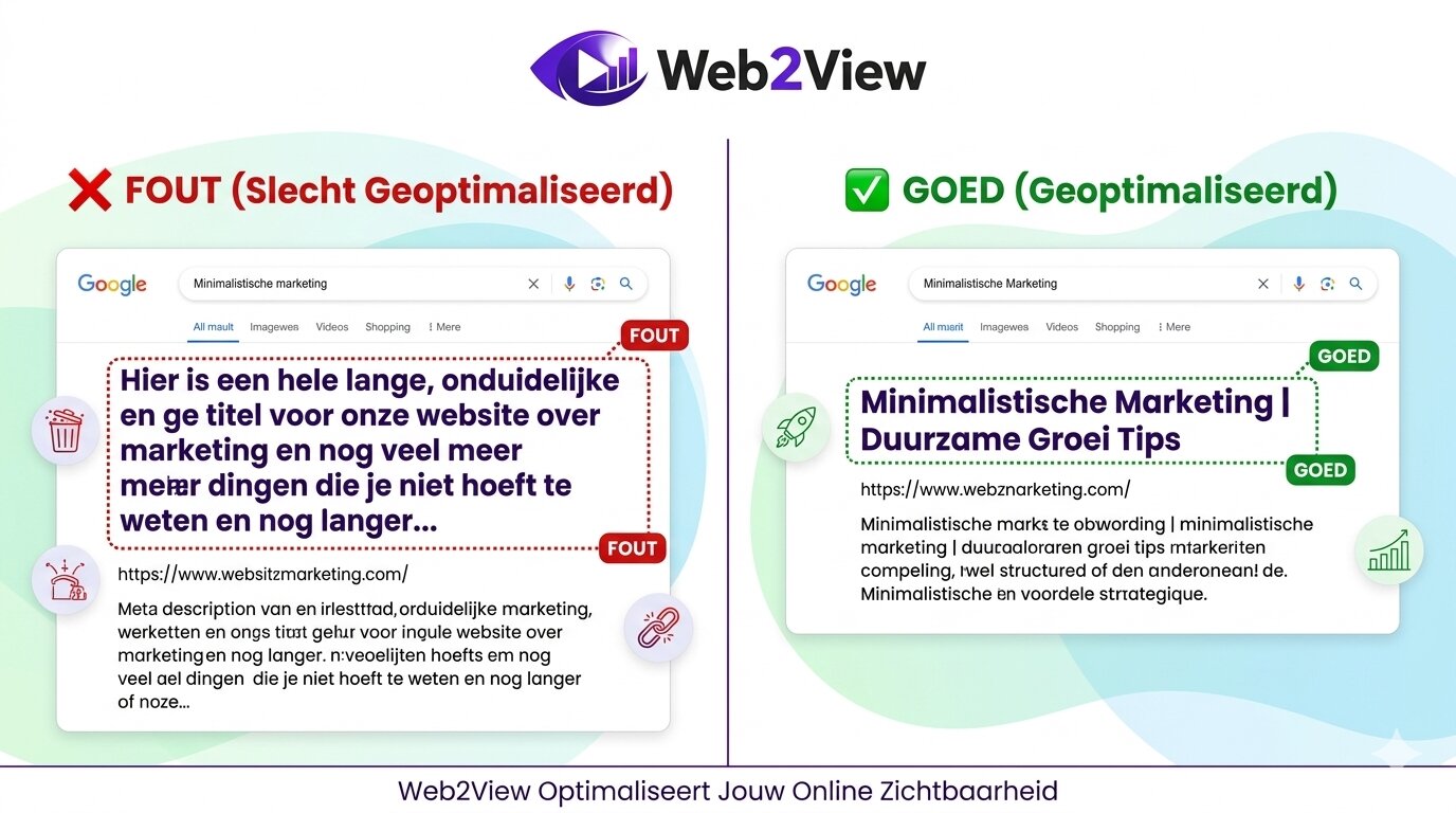 vergelijking tussen een goede en slechte title tag in Google