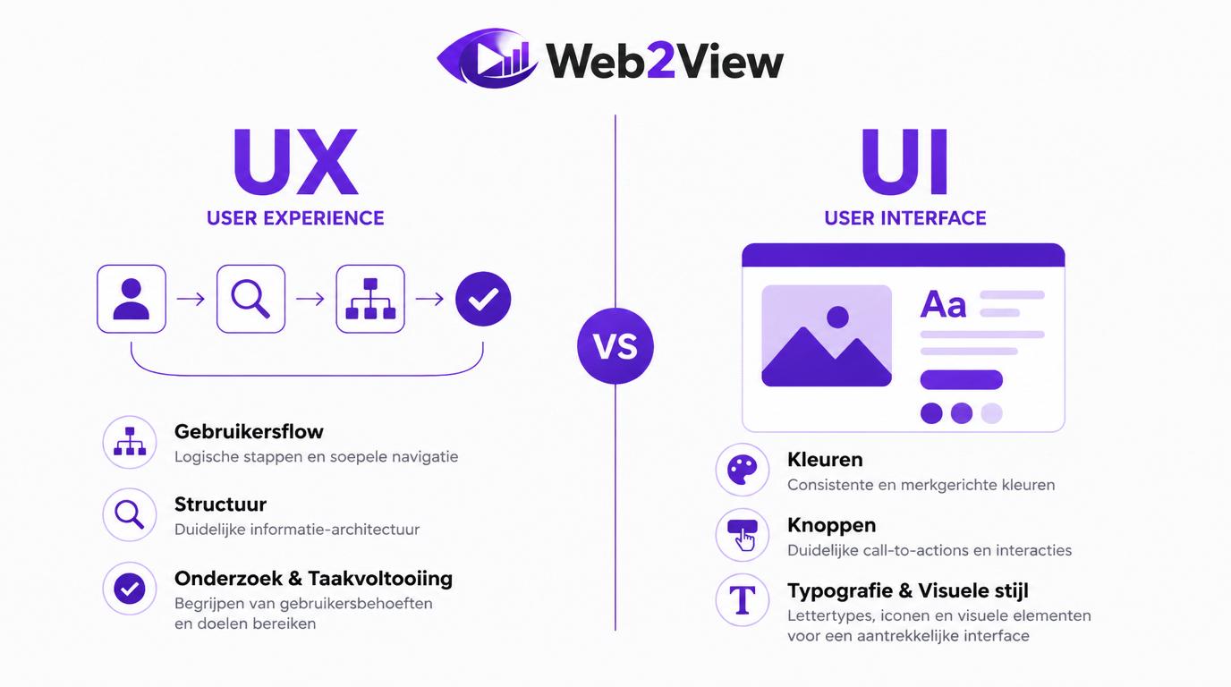 vergelijking van UX en UI met verschil tussen gebruikerservaring en visueel ontwerp