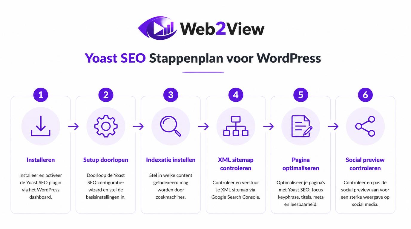stappenplan voor Yoast SEO met installatie setup indexatie sitemap en pagina optimalisatie