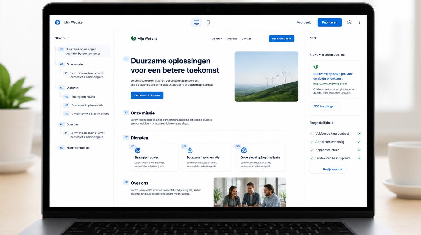 websitepagina met duidelijke heading structuur met H1 H2 en H3 koppen