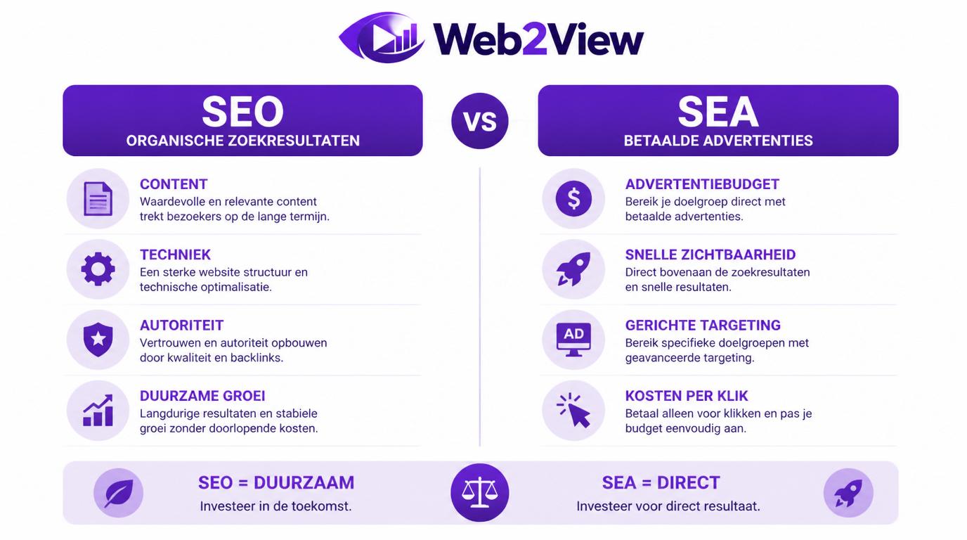 vergelijking tussen organische zoekresultaten en betaalde advertenties in Google