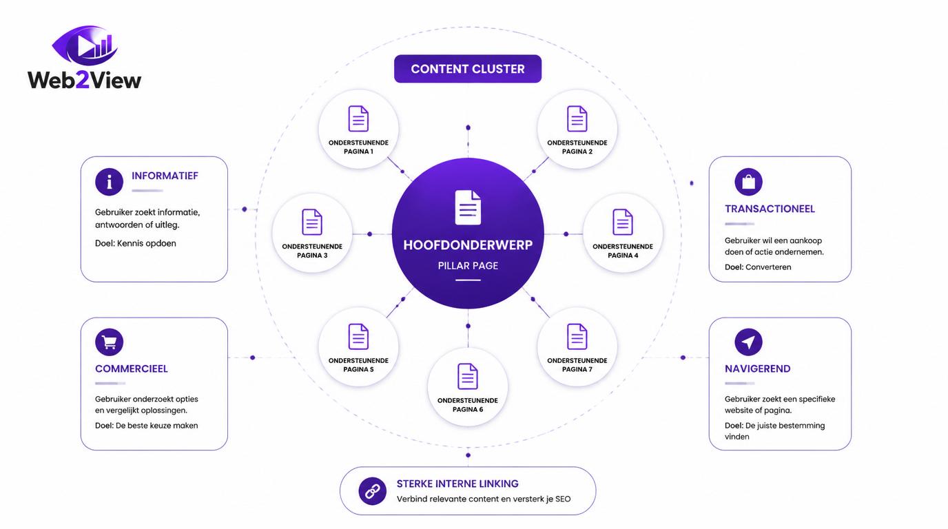 overzicht van zoekintentie en contentclusters binnen een SEO strategie