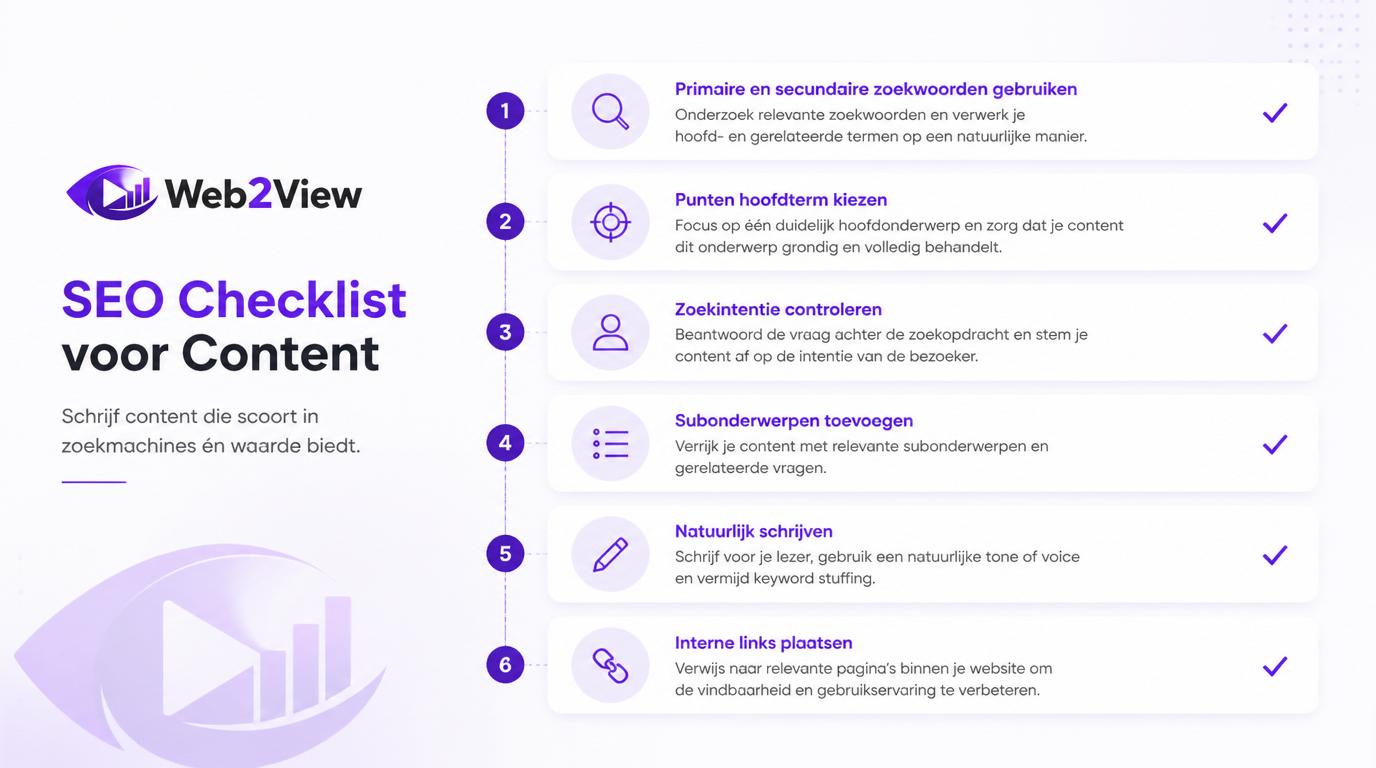 checklist voor het gebruiken van primaire en secundaire zoekwoorden in SEO teksten